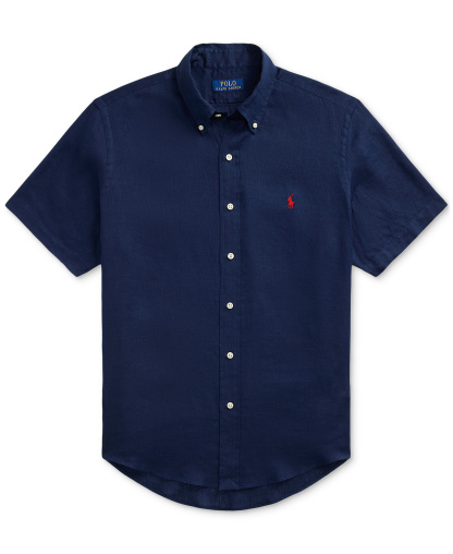 Polo Ralph Lauren Men's Short-Sleeve Linen Button-Up Shirt - Newport Navy