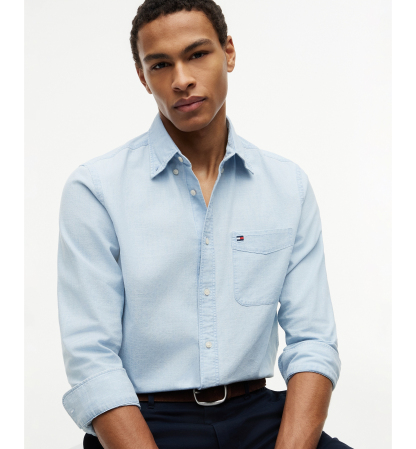 Tommy Hilfiger Men's Regular-Fit Chambray Solid Shirt - Light Blue Chambray
