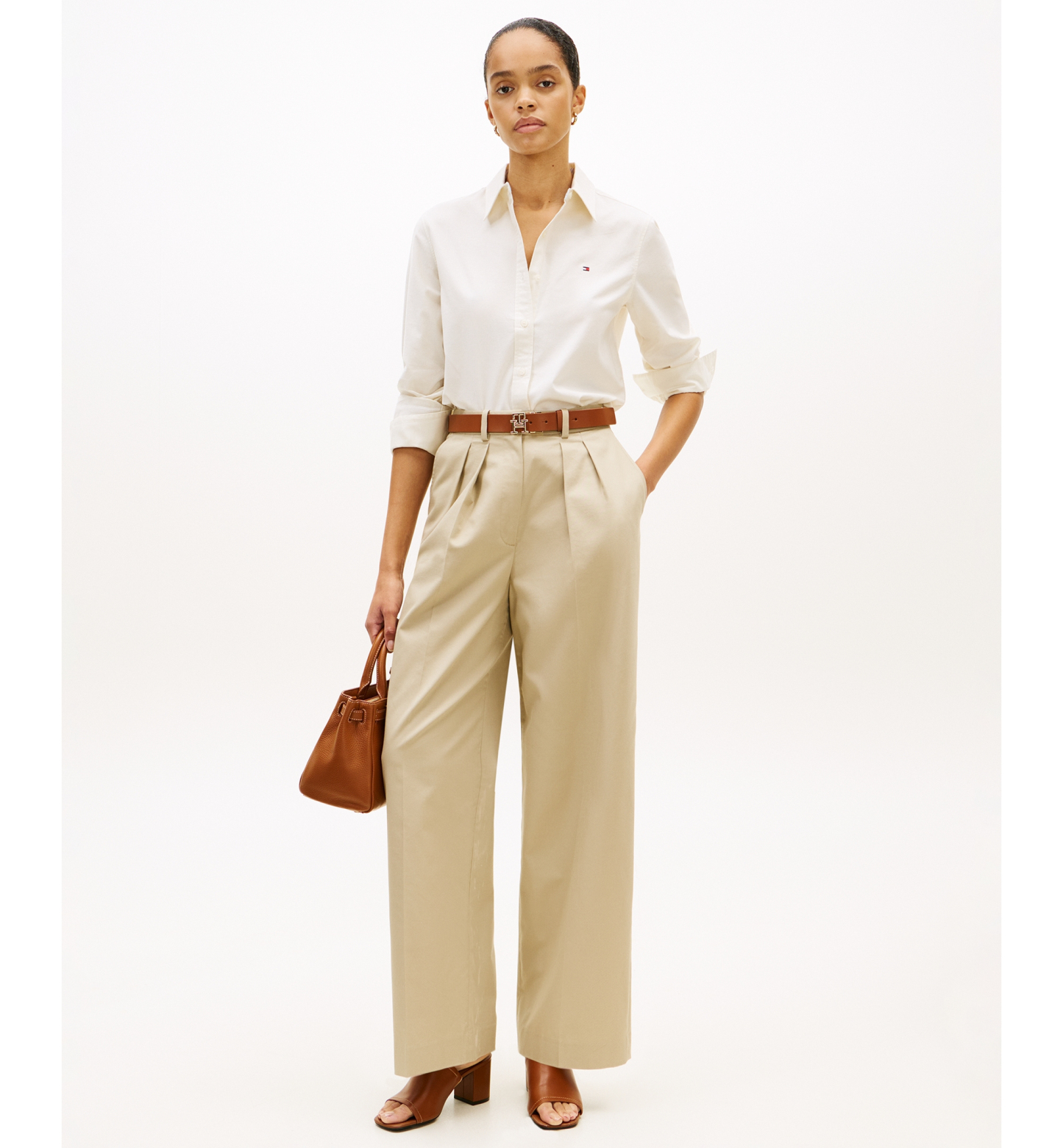 Tommy Hilfiger Women's Long-Sleeve Oxford Shirt - Ecru