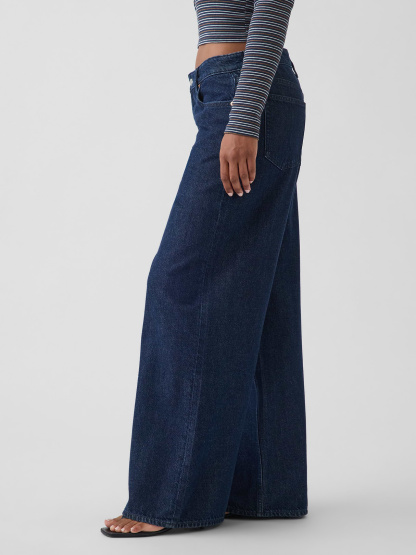 Curvy Mid Rise UltraSoft Baggy Jeans - Dark rinse