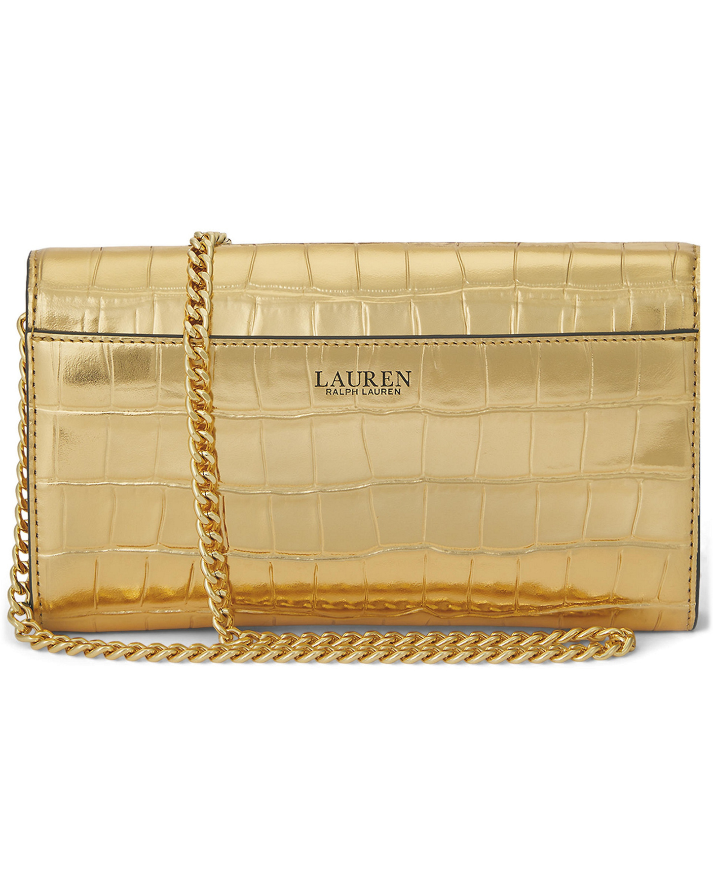 Lauren Ralph Lauren Adair II Small Croc-Embossed Crossbody Bag - Modern Gold
