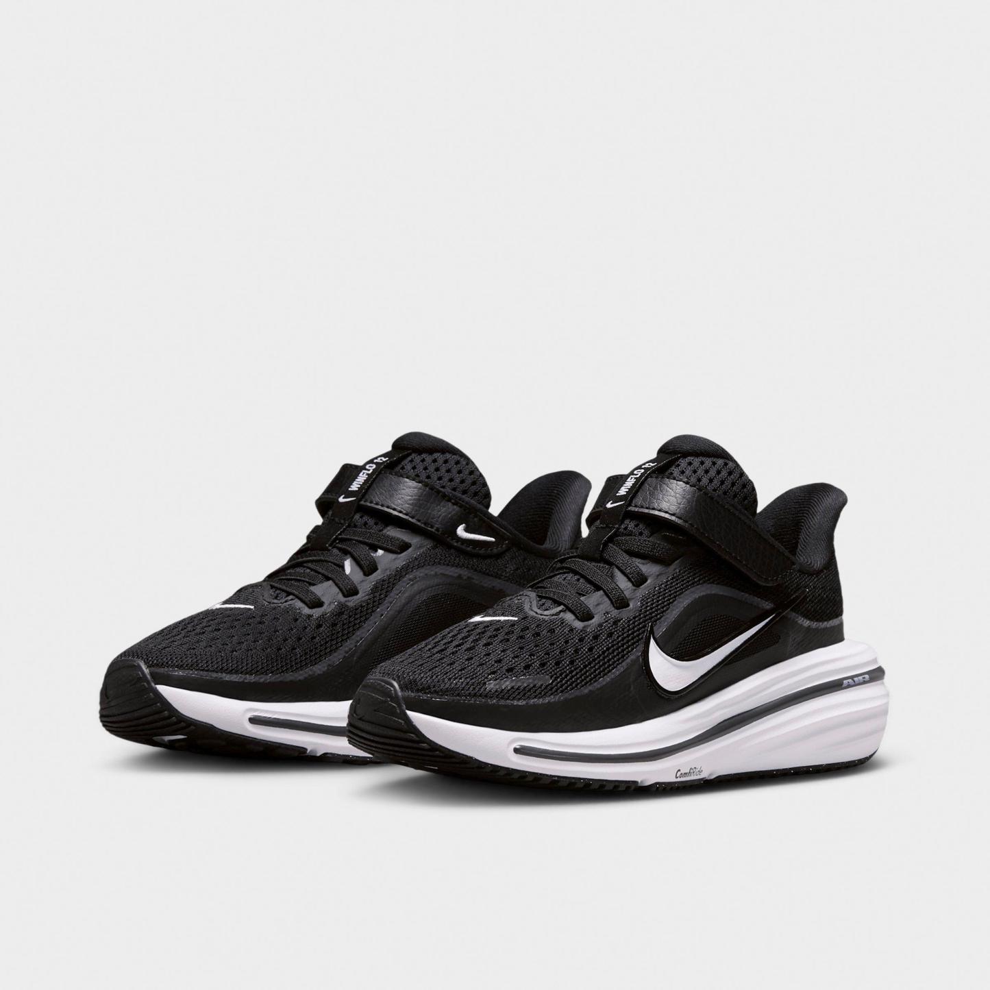 Little Kids' Nithtke Winflo 12 Road Running Shoes - Black/Dark Smoke Grey/White - Both shoes facing left