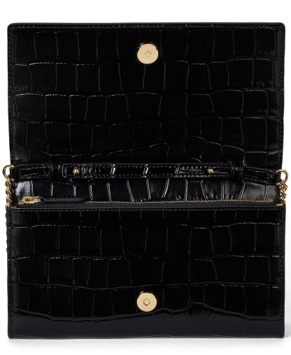 Lauren Ralph Lauren Adair II Small Croc-Embossed Crossbody Bag - Black