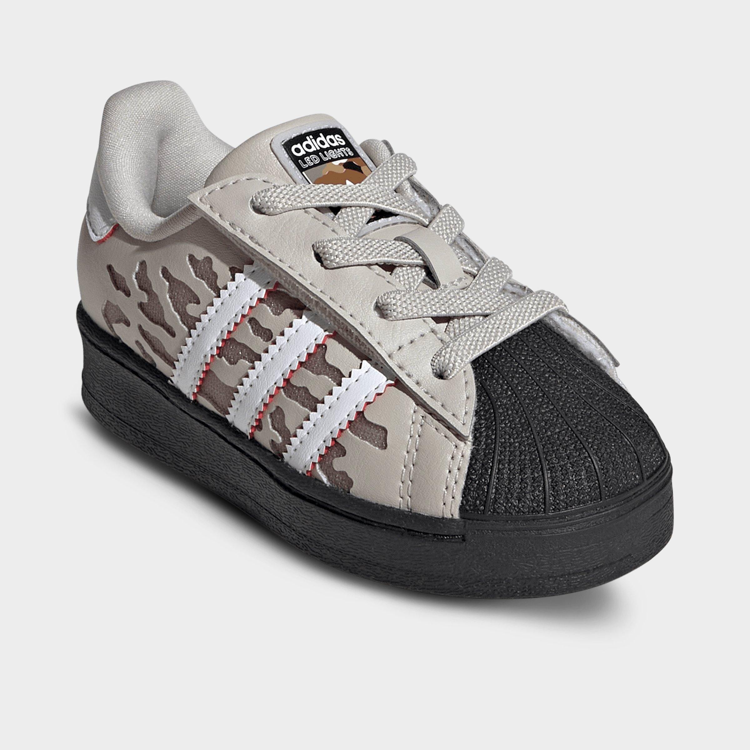 Kids' Toddler adidas Originals Superstar LED Lights Comfort Closure Stretch Lace Casual Shoes - Wonder Alumina/White/Black - Both shoes facing left