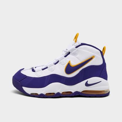 Men's Nike Air Max Uptempo Basketball Shoes - White/Court Purple/White/University Gold