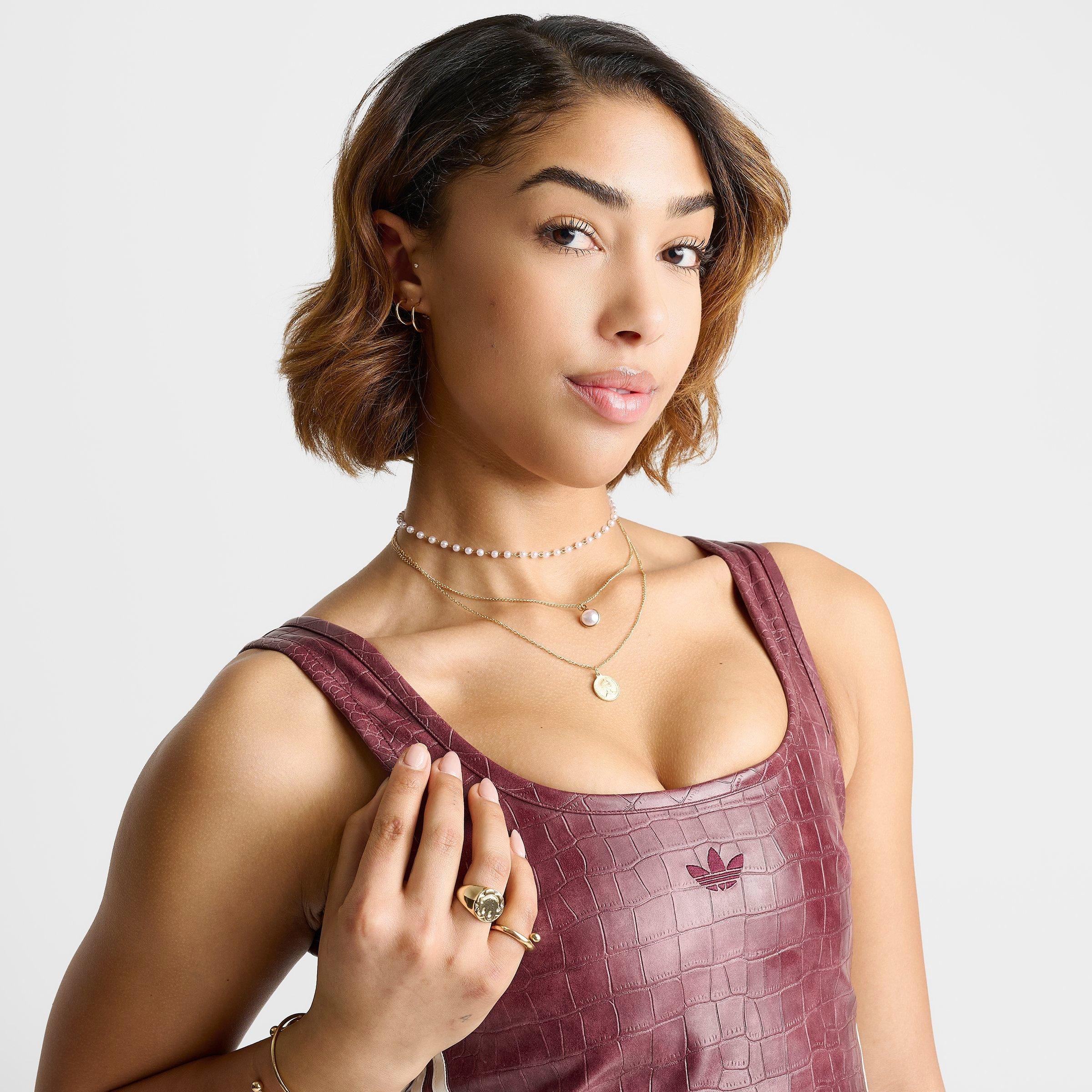 Women's adidas Originals Croc Pleather Corset Top - Maroon