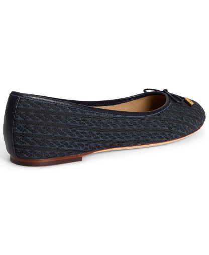 Lauren Ralph Lauren Women's Jayna Nappa Leather Slip-On Flats - Lauren Navy Cable Knit