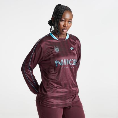 Women's Nike Sportswear Long-Sleeve Jersey Top - Burgundy Crush/Baltic Blue