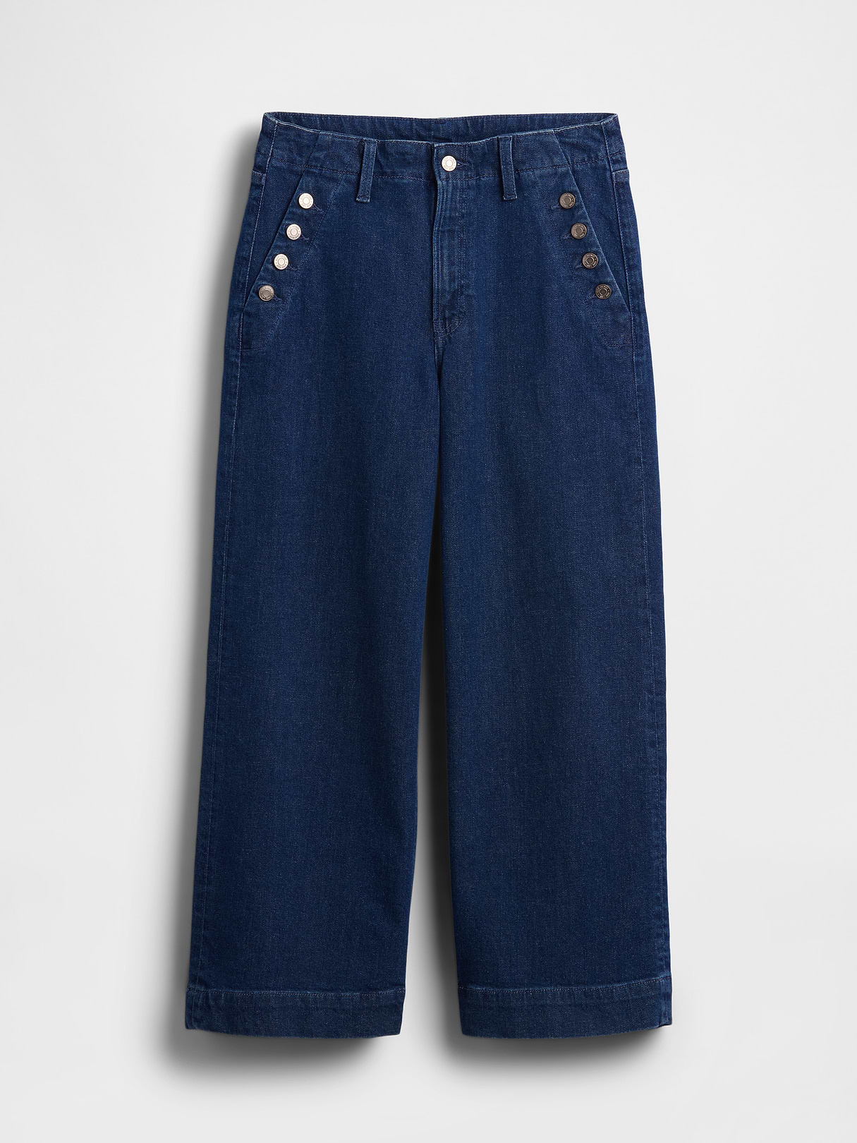 High Rise Stride Wide-Leg Ankle Jeans - Dark indigo