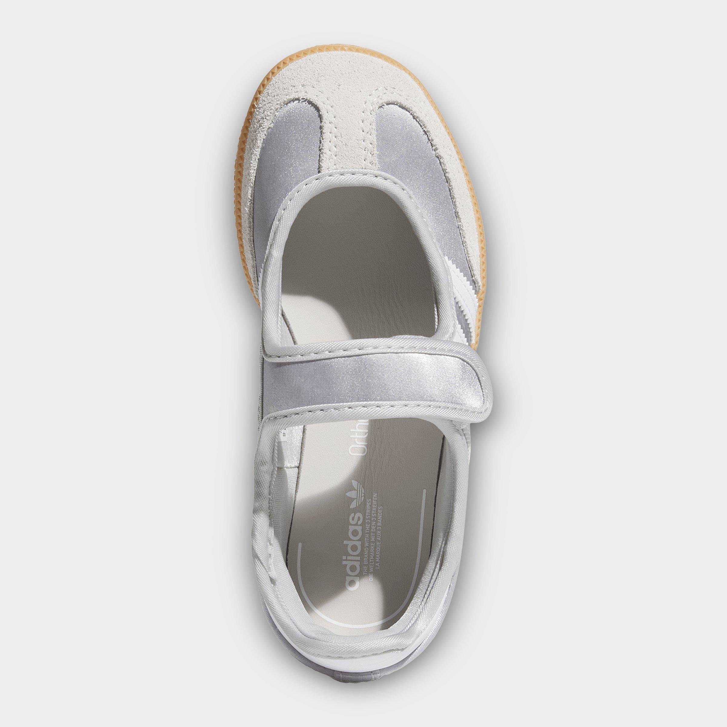 Girls' Little Kids' adidas Originals Samba Jane Casual Shoes - Silver Metallic/White/Gum - Top view