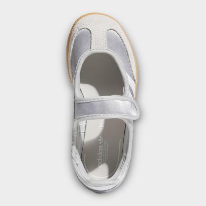Girls' Little Kids' adidas Originals Samba Jane Casual Shoes - Silver Metallic/White/Gum - Top view