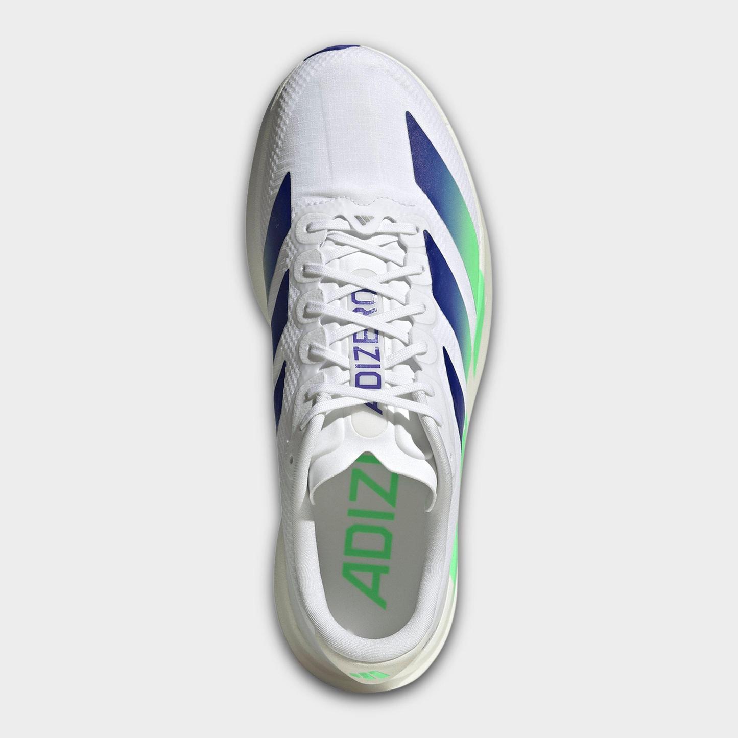 Men's adidas Adizero EVO SL Woven Running Shoes - Part 1 - Cloud White/Beam Green/Core White - Top view