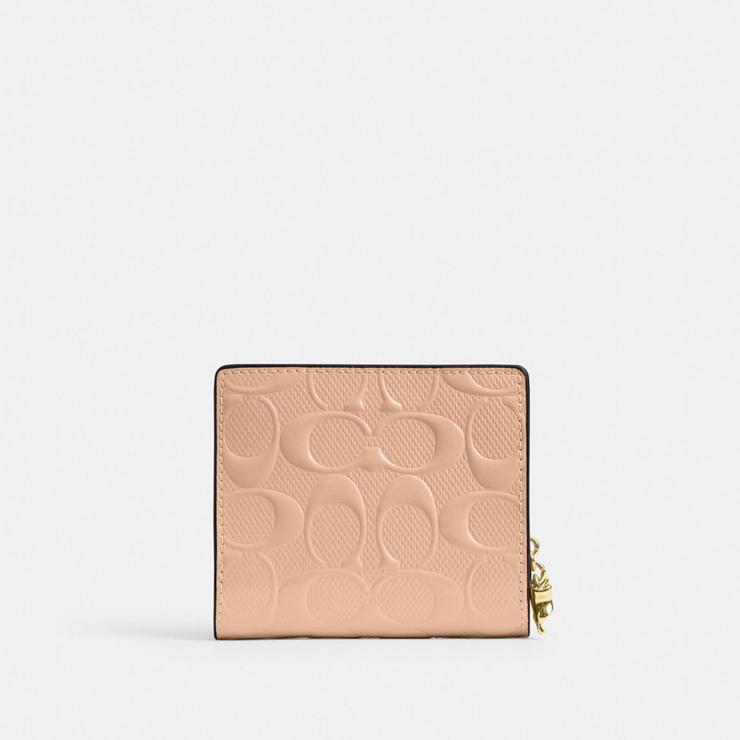 Snap Wallet In Signature Leather With Charm - Gold/Faded Blush - view 4