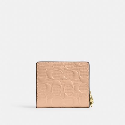 Snap Wallet In Signature Leather With Charm - Gold/Faded Blush - view 4