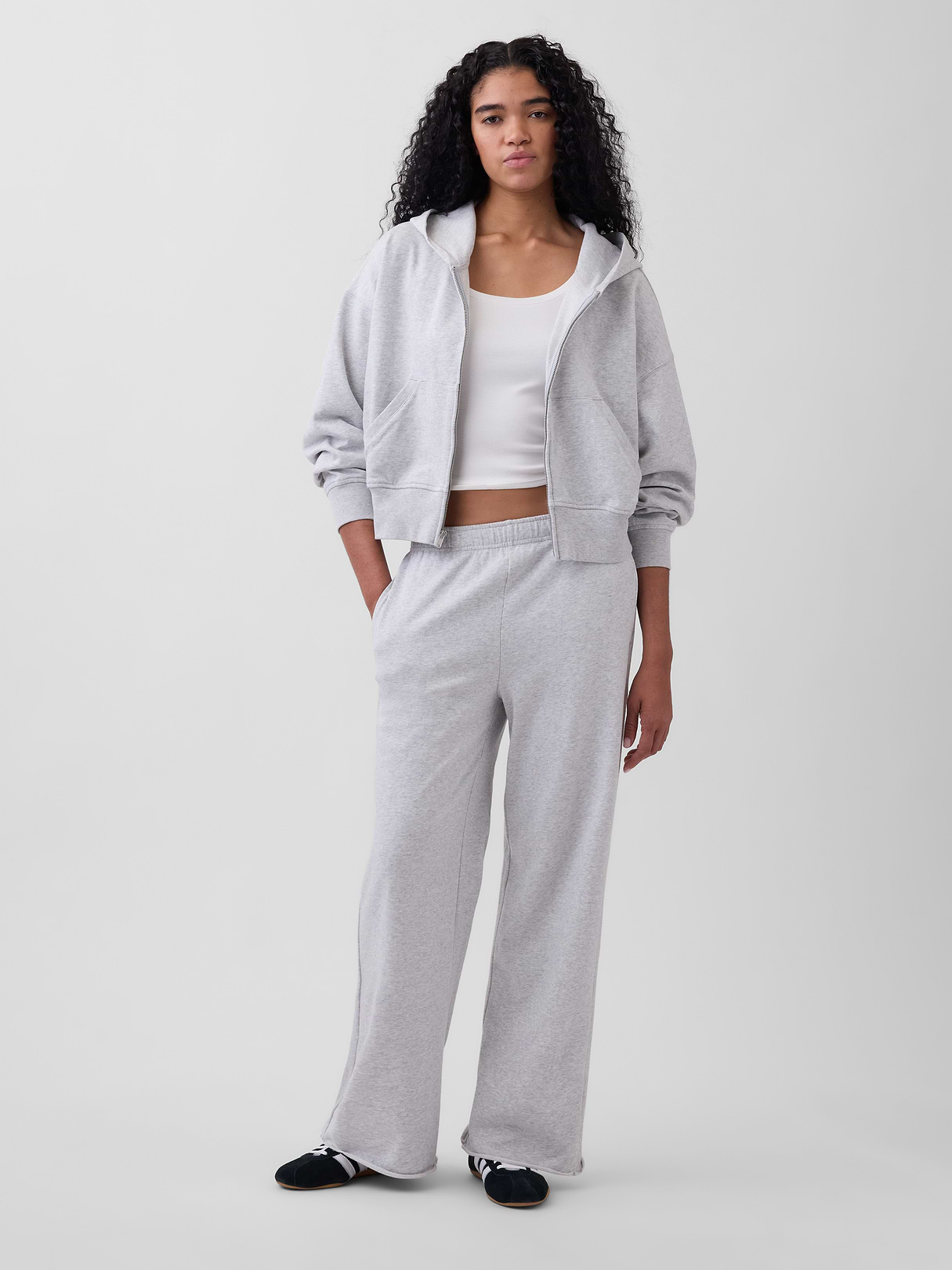Mid Rise VintageSoft Terry Loose Sweatpants - Heather grey