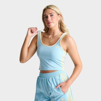 Women's adidas adicolor 3-Stripes Slim Tank Top - Icey Blue/Orange Tint - view 1