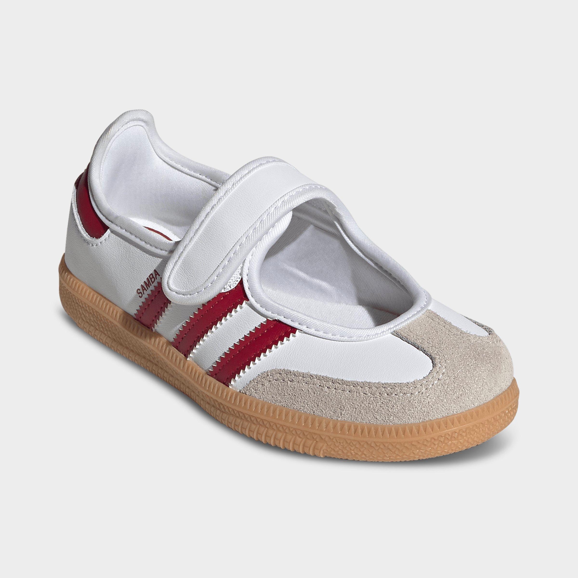 Girls' Little Kids' adidas Originals Samba Jane Casual Shoes - Cloud White/Team Victory Red/Gum - Both shoes facing left