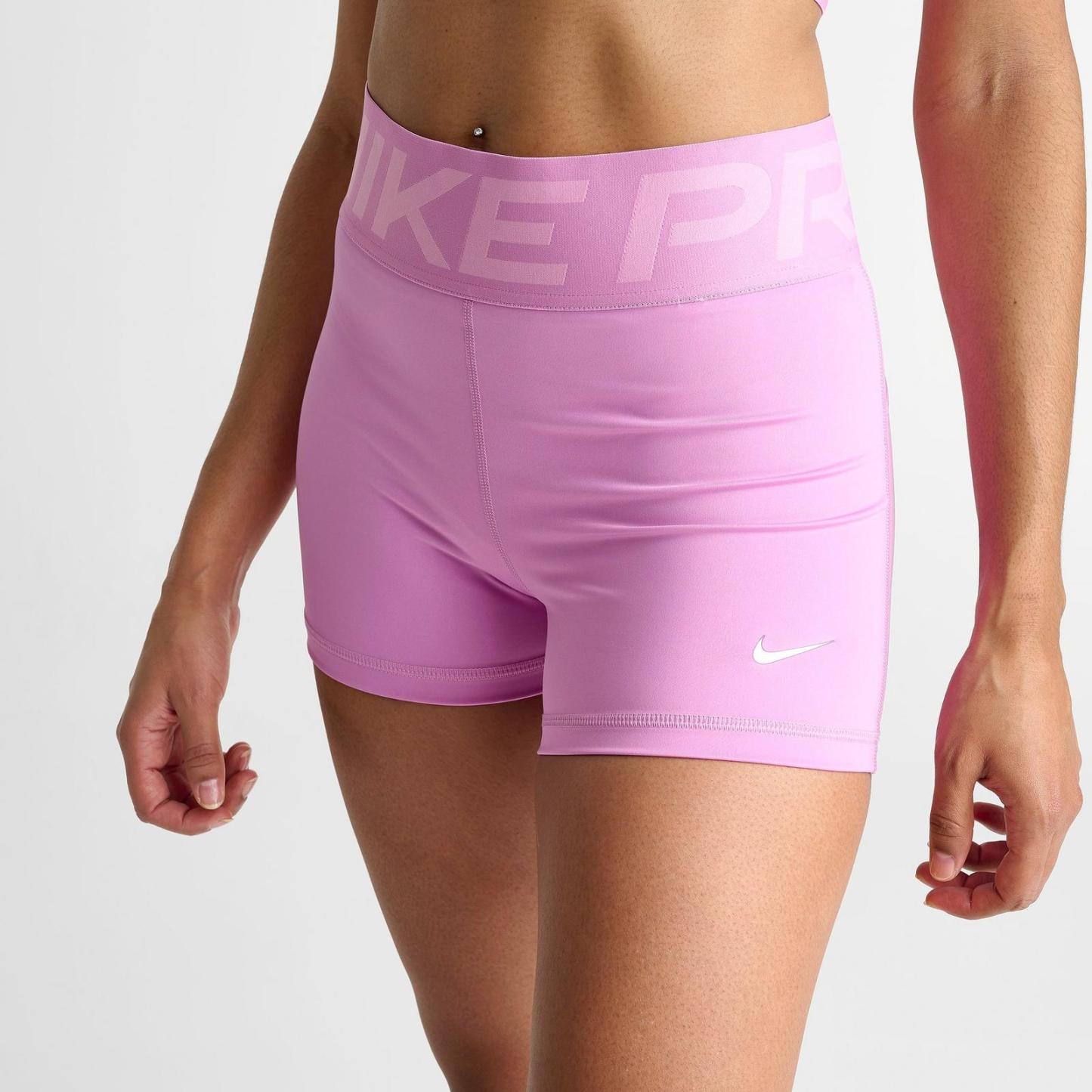 Women's Nike Pro Sculpt High-Waisted 3" Biker Shorts - Light Magenta/White