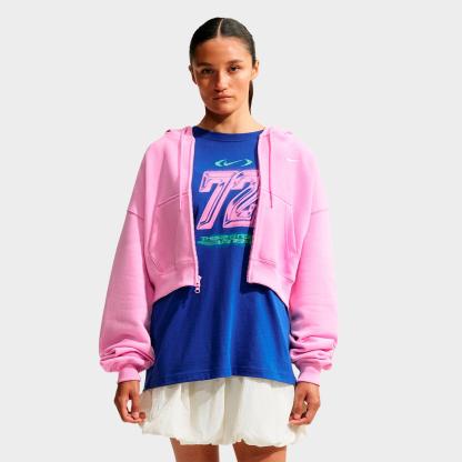 Women's Nithtke Studio Fleece Medium-Weight Oversized Cropped Full-Zip Hoodie - Pink Rise/Sail