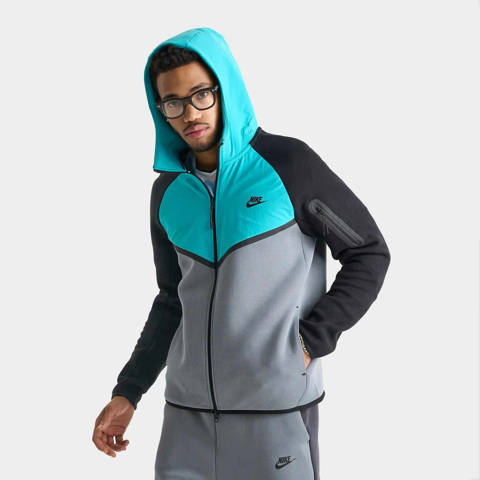 Men's Nike Tech Fleece Windrunner Full-Zip Jacket - Cool Grey/Dusty Cactus/Black/Black