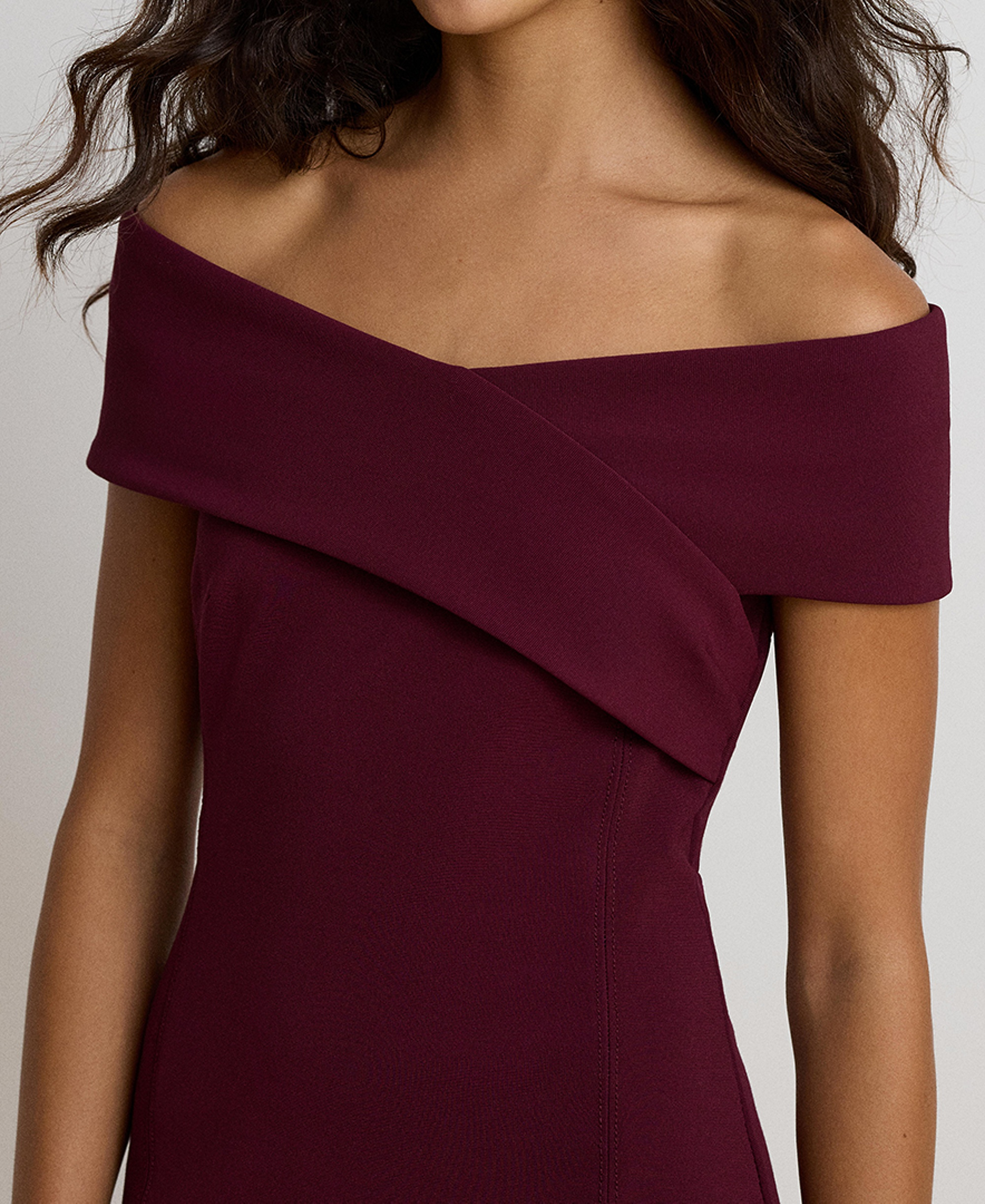 Lauren Ralph Lauren Women's Faille Off-the-Shoulder Cocktail Dress - Dark Garnet