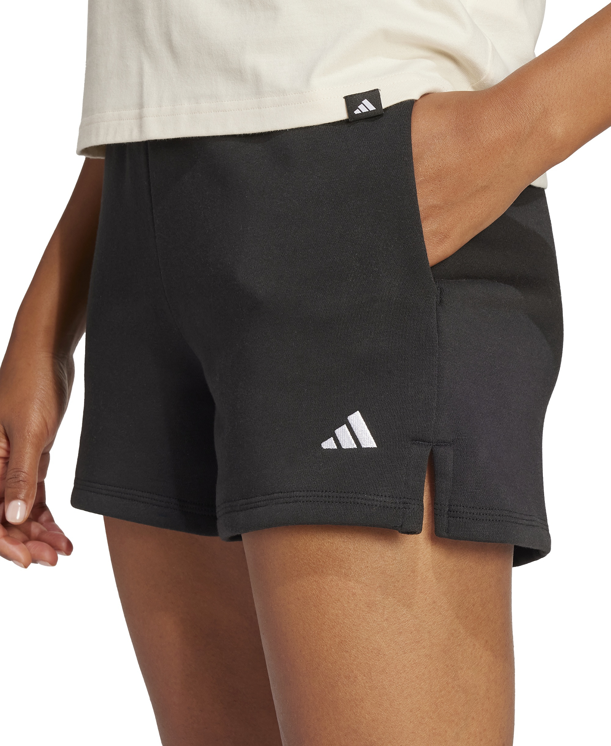 adidas Women's Essentials Small Logo Fleece Shorts - Black/White