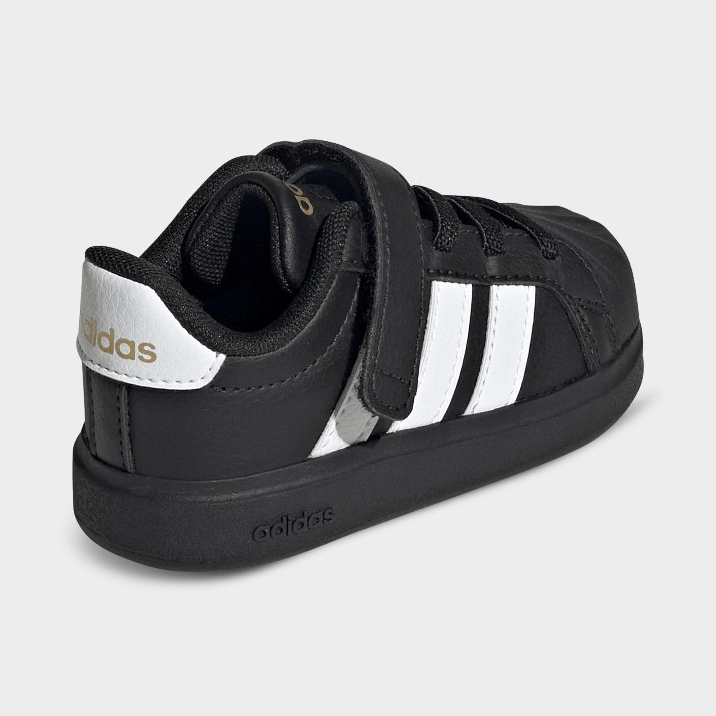Kids' Toddler adidas Streettalk Hook-And-Loop Stretch Lace Casual Shoes - Core Black/Footwear White/Gold Metallic - Back view