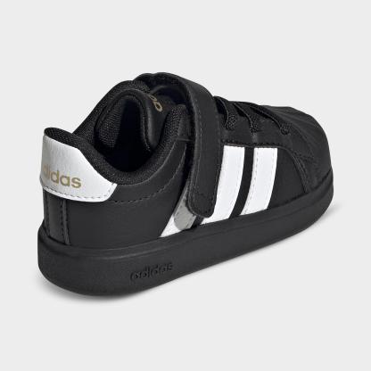 Kids' Toddler adidas Streettalk Hook-And-Loop Stretch Lace Casual Shoes - Core Black/Footwear White/Gold Metallic - Back view
