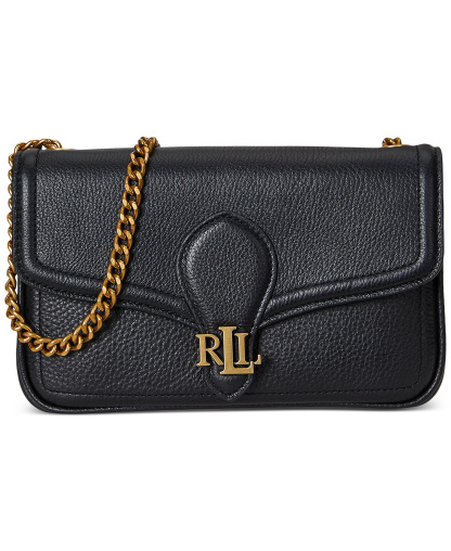 Lauren Ralph Lauren Bradley Small Pebbled Leather Crossbody Wallet - Black