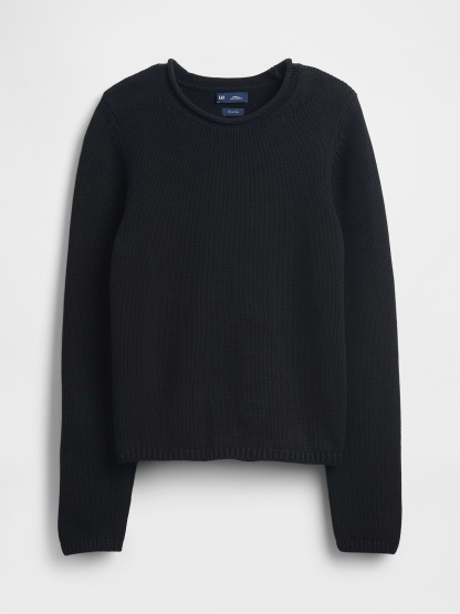 100% Cotton Rollneck Sweater - Black