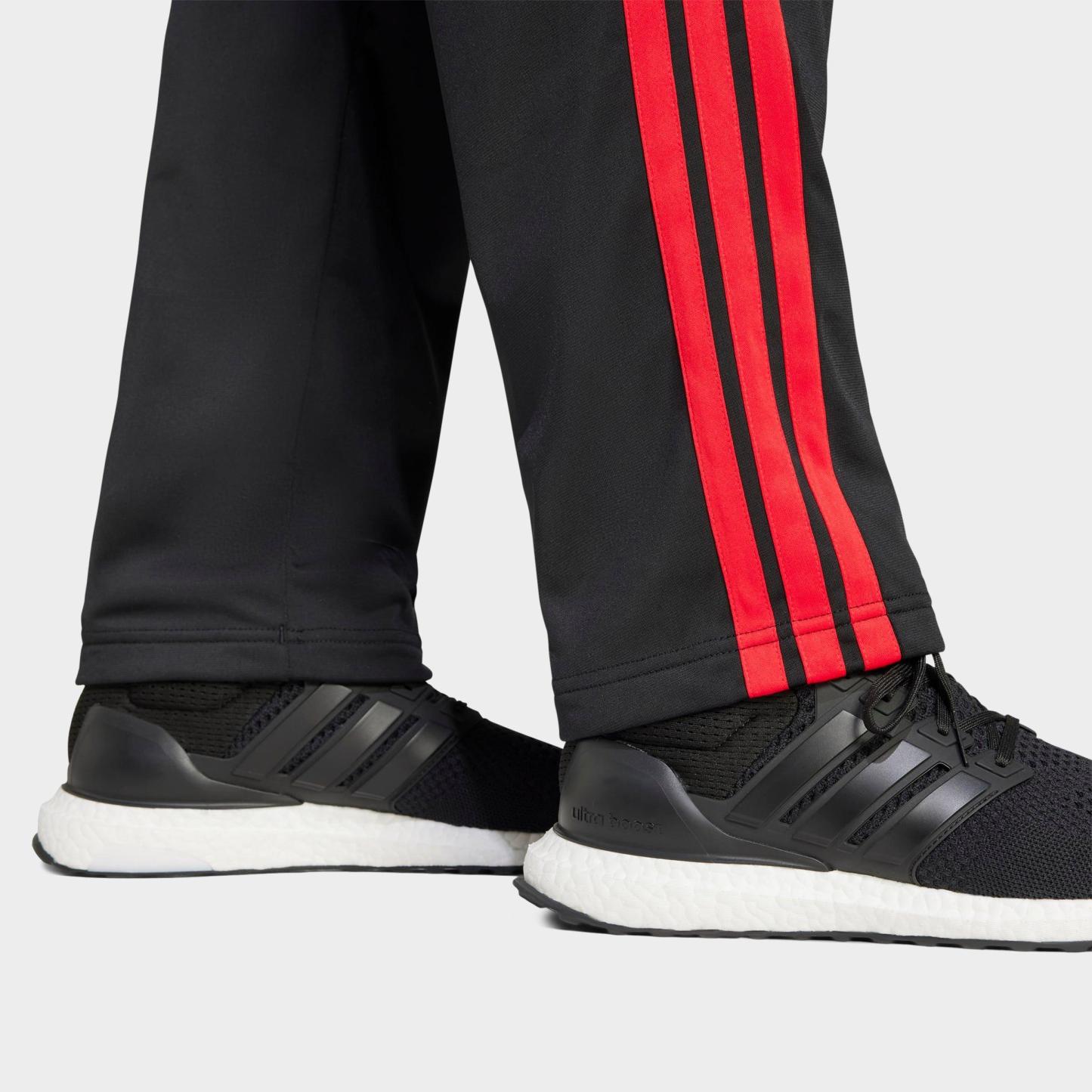 Men's adidas Dayready Open Hem Track Pants - Black/Pure Ruby
