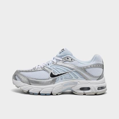Women's Nithtke Air Max Moto 2K Casual Shoes - Part 1 - White/Metallic Silver/Blue Tint - Left shoe facing left. Outside of the shoe.