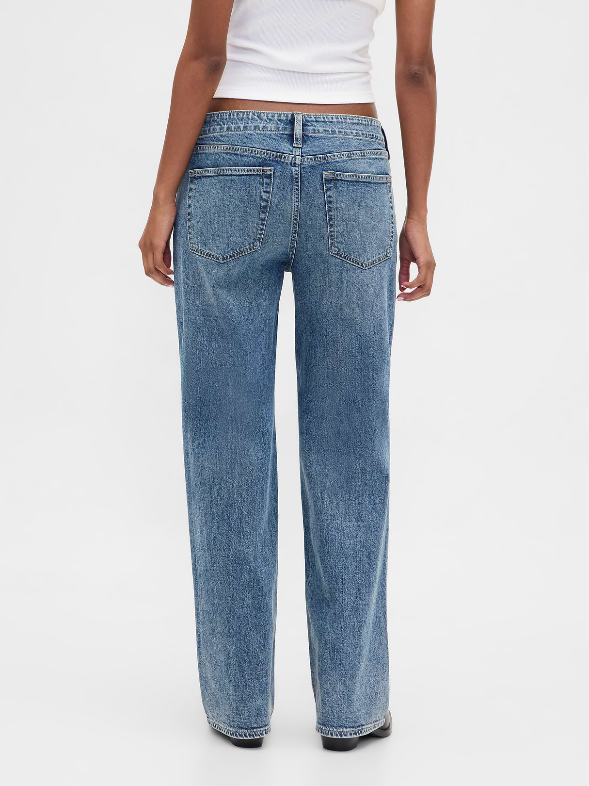 Low Rise Drawcord '90s Loose Jeans - Medium washed indigo