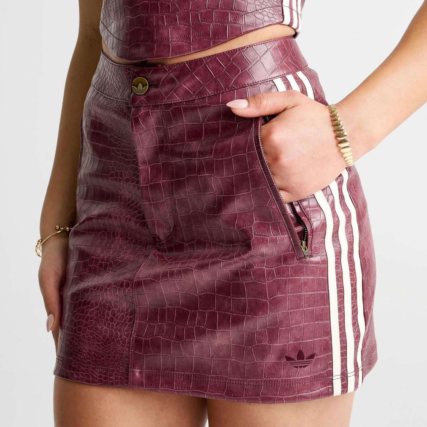Women's adidas Originals Pleather Mini Skirt - Maroon - view 5