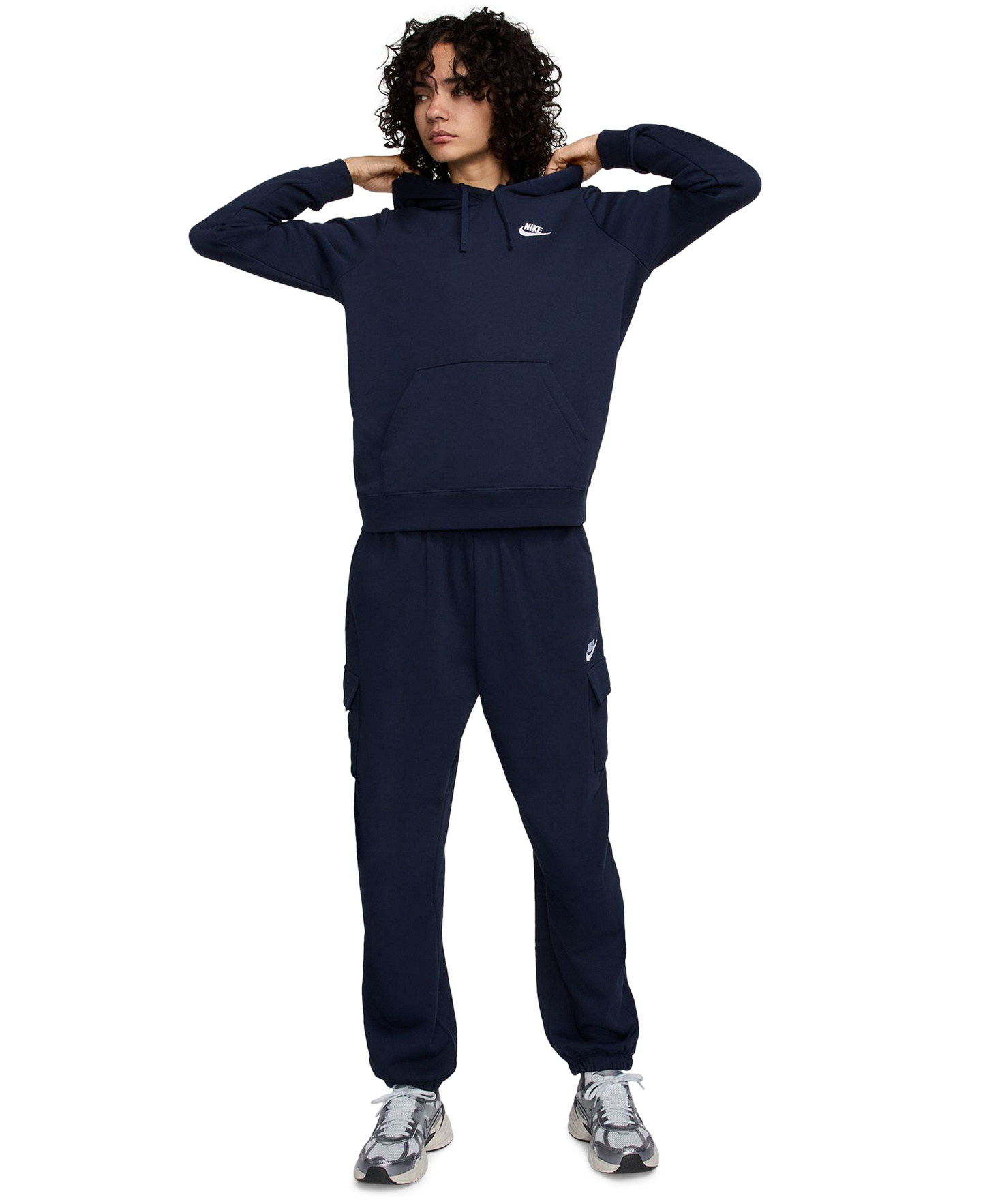 Nike Women's Sportswear Club Fleece Pullover Hoodie - Obsidian/white
