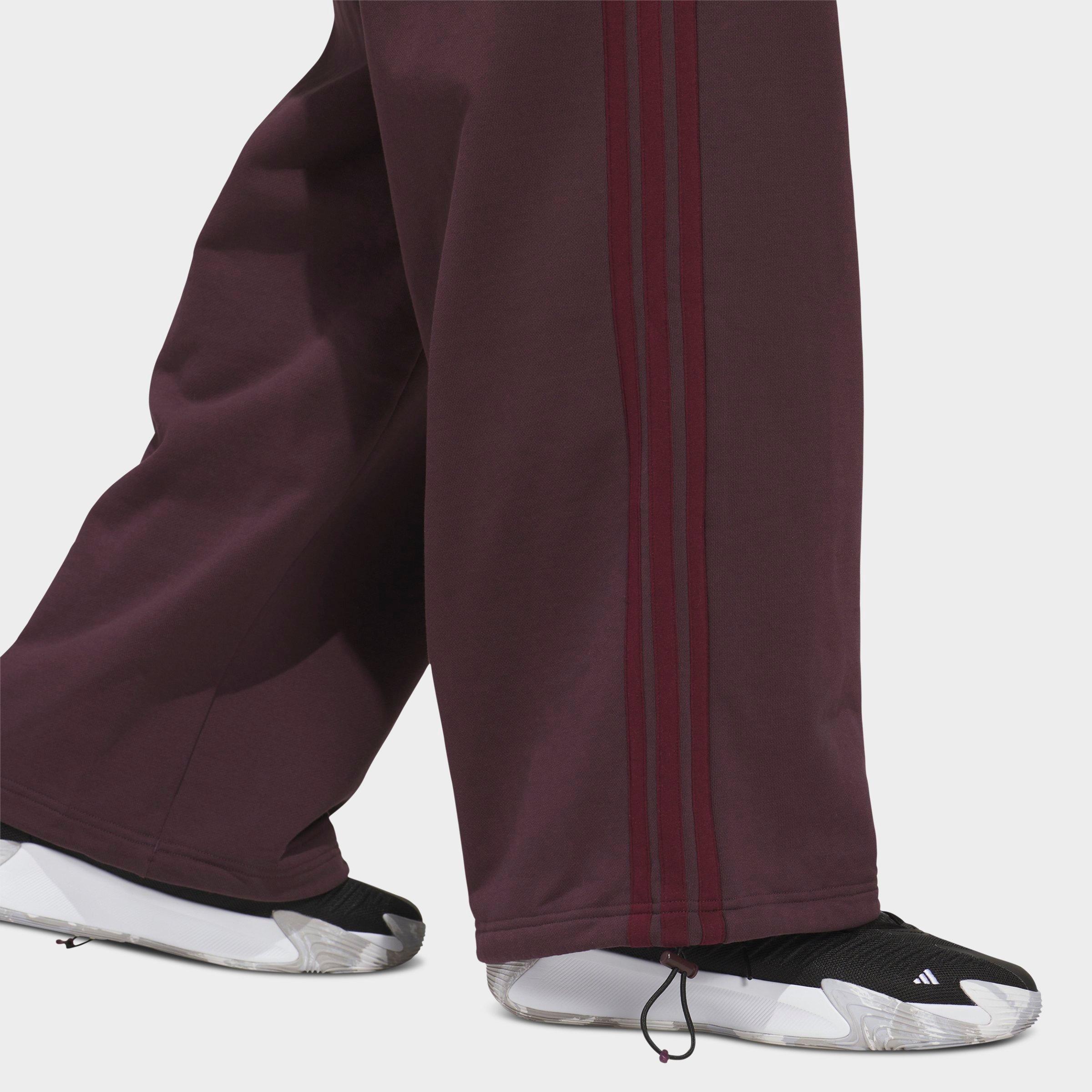 Men's adidas Basketball Fleece 3-Stripe Loose Sweatpants - Shadow Maroon