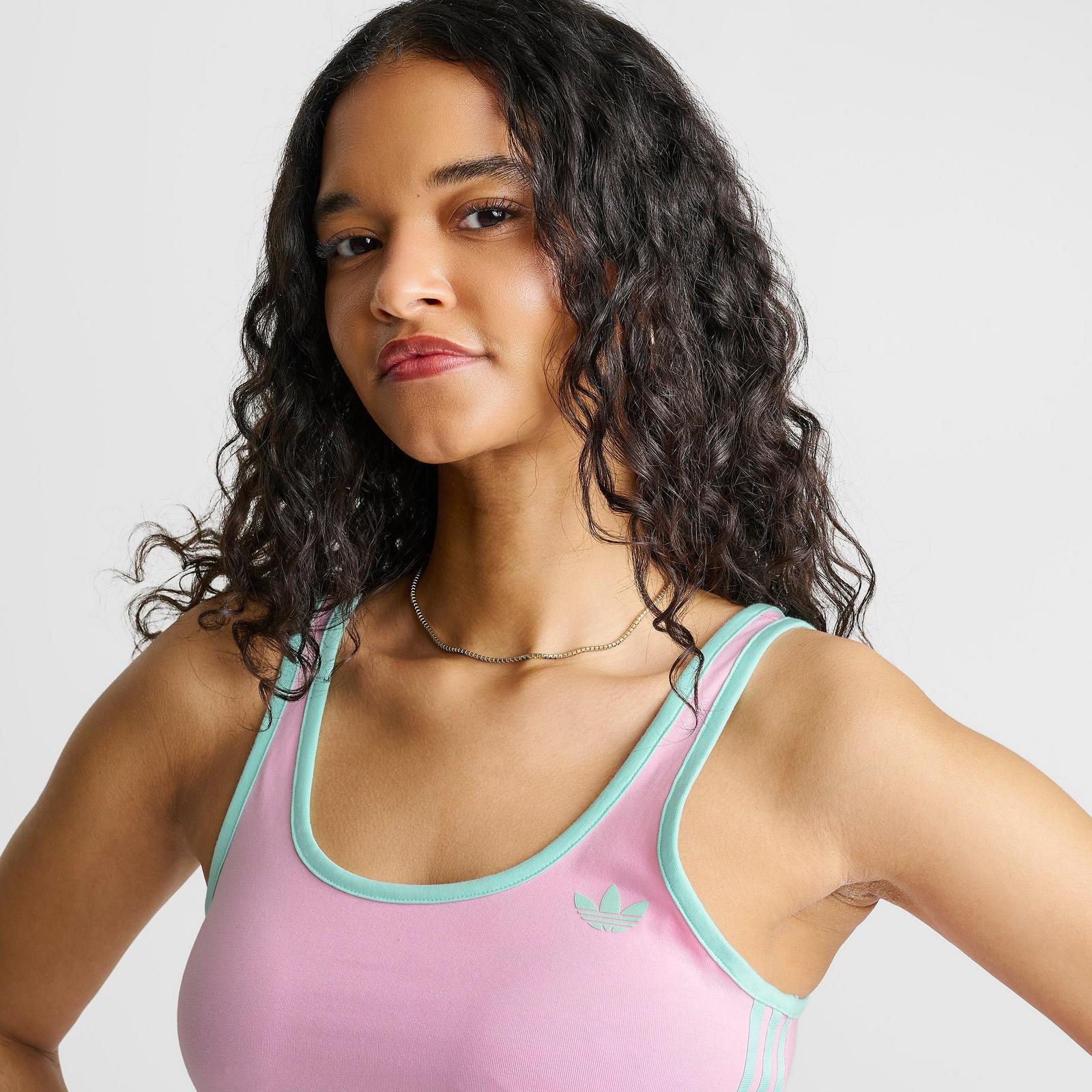 Women's adidas adicolor 3-Stripes Slim Tank Top - True Pink/Clear Mint - view 5