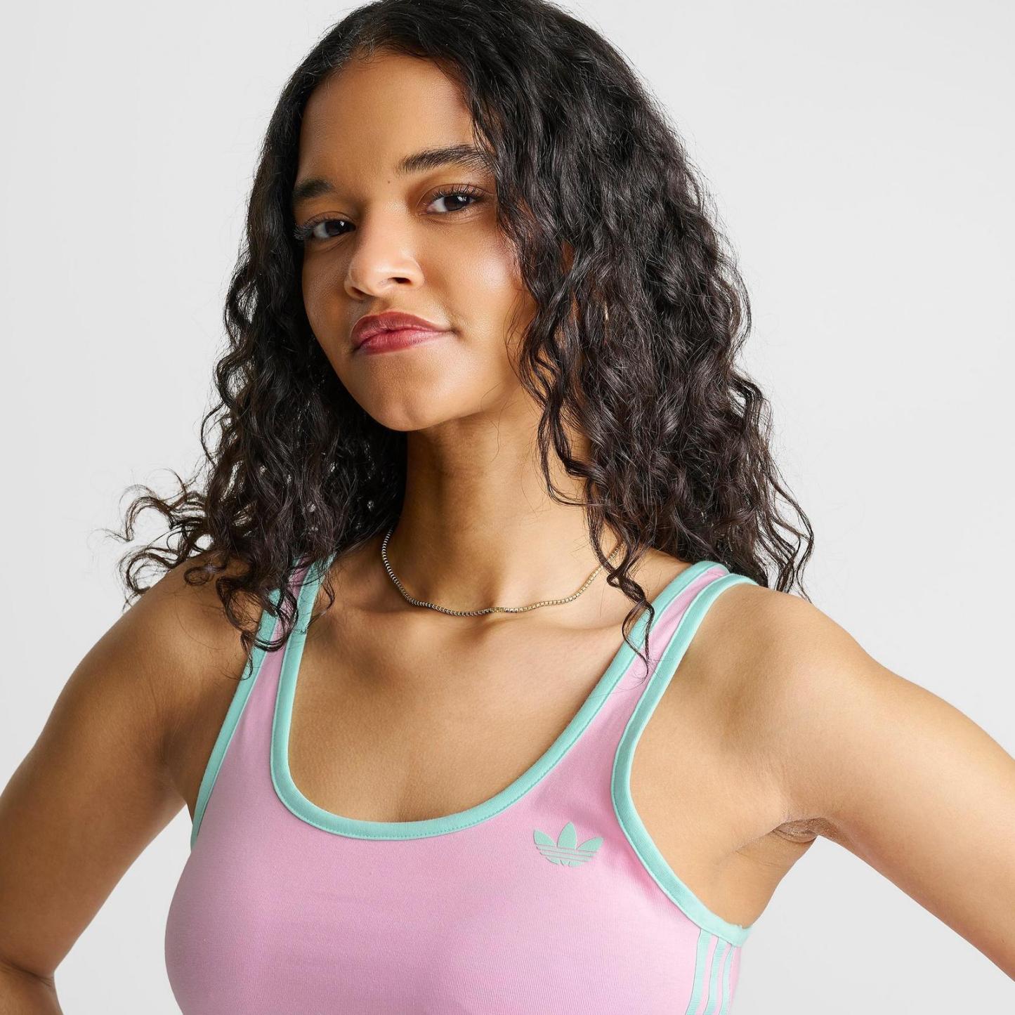 Women's adidas adicolor 3-Stripes Slim Tank Top - True Pink/Clear Mint - view 5