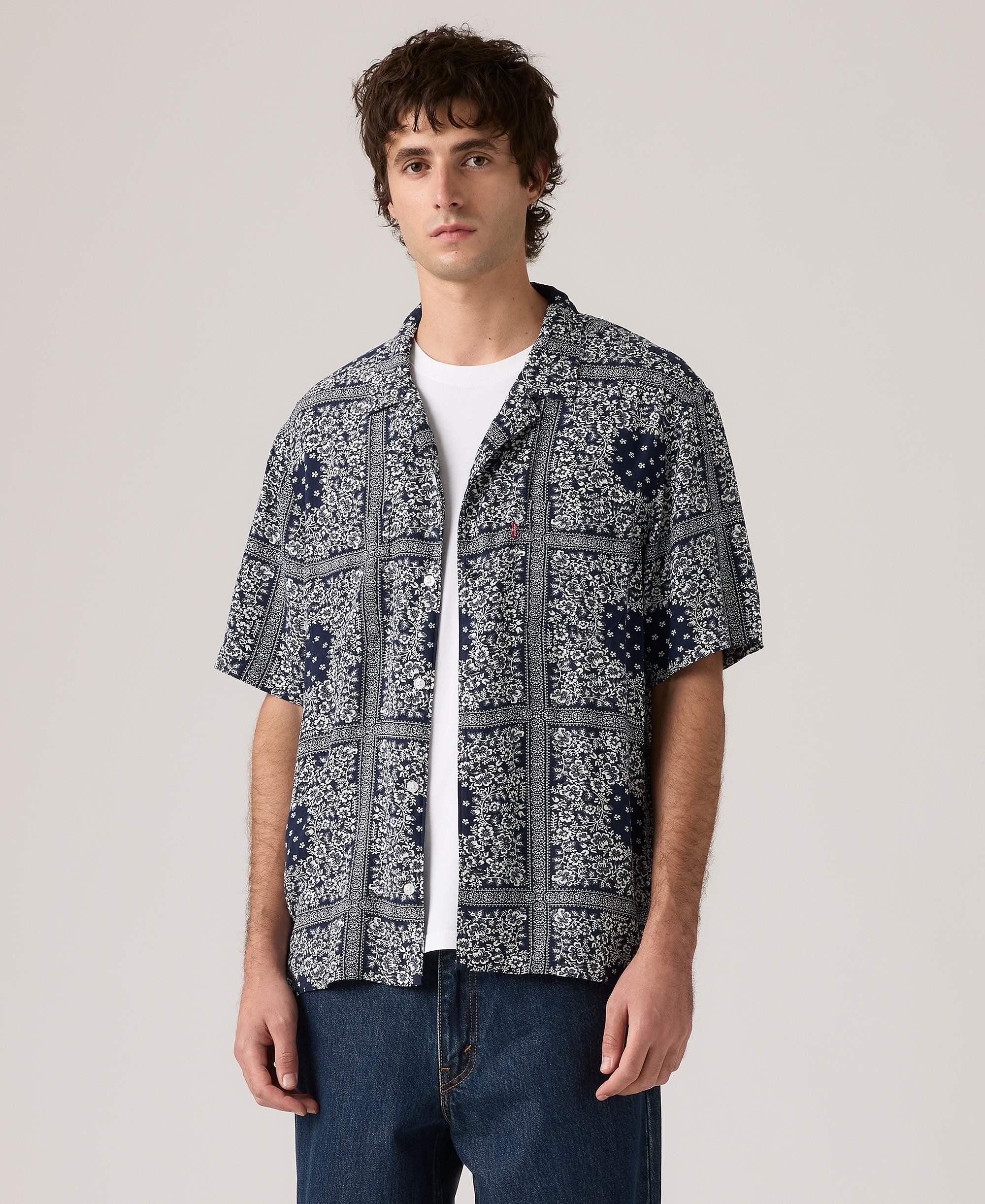 Levi's Men's Relaxed-Fit Camp Collar Shirt - Dress Blues