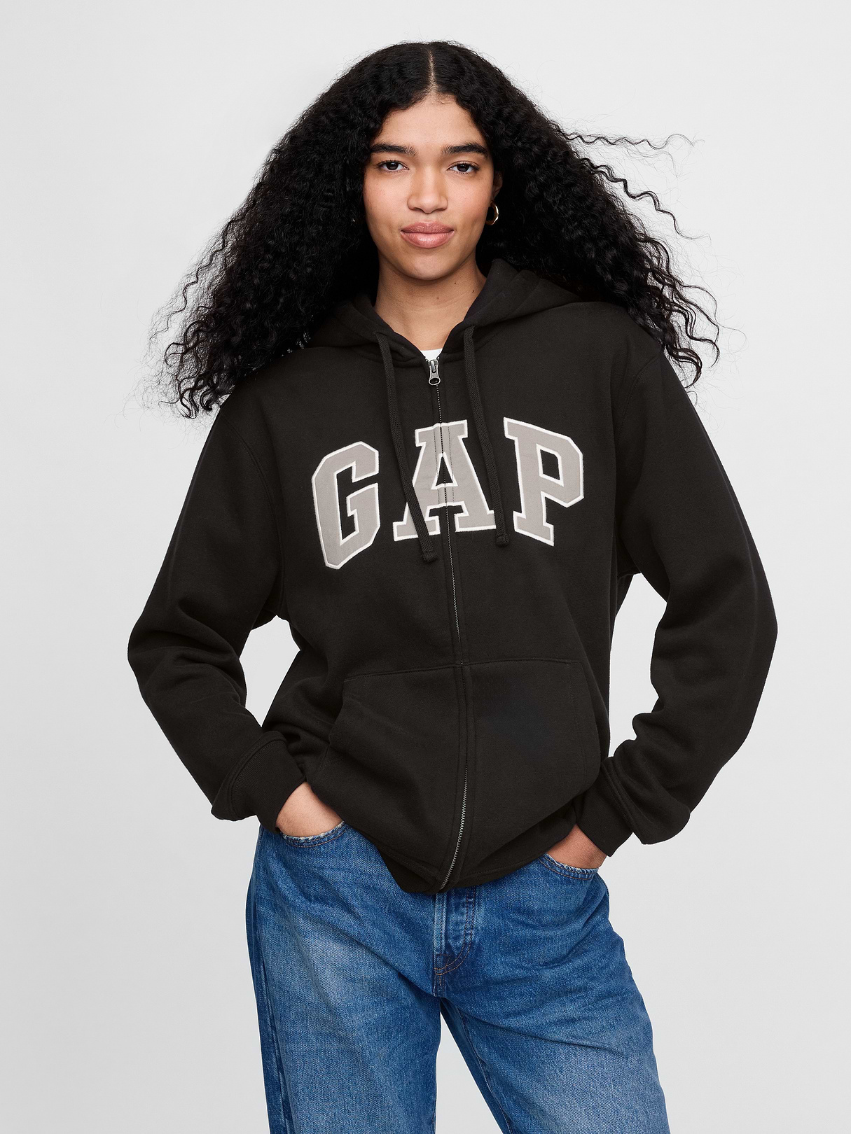 Adult VintageSoft Arch Logo Zip Hoodie - Black