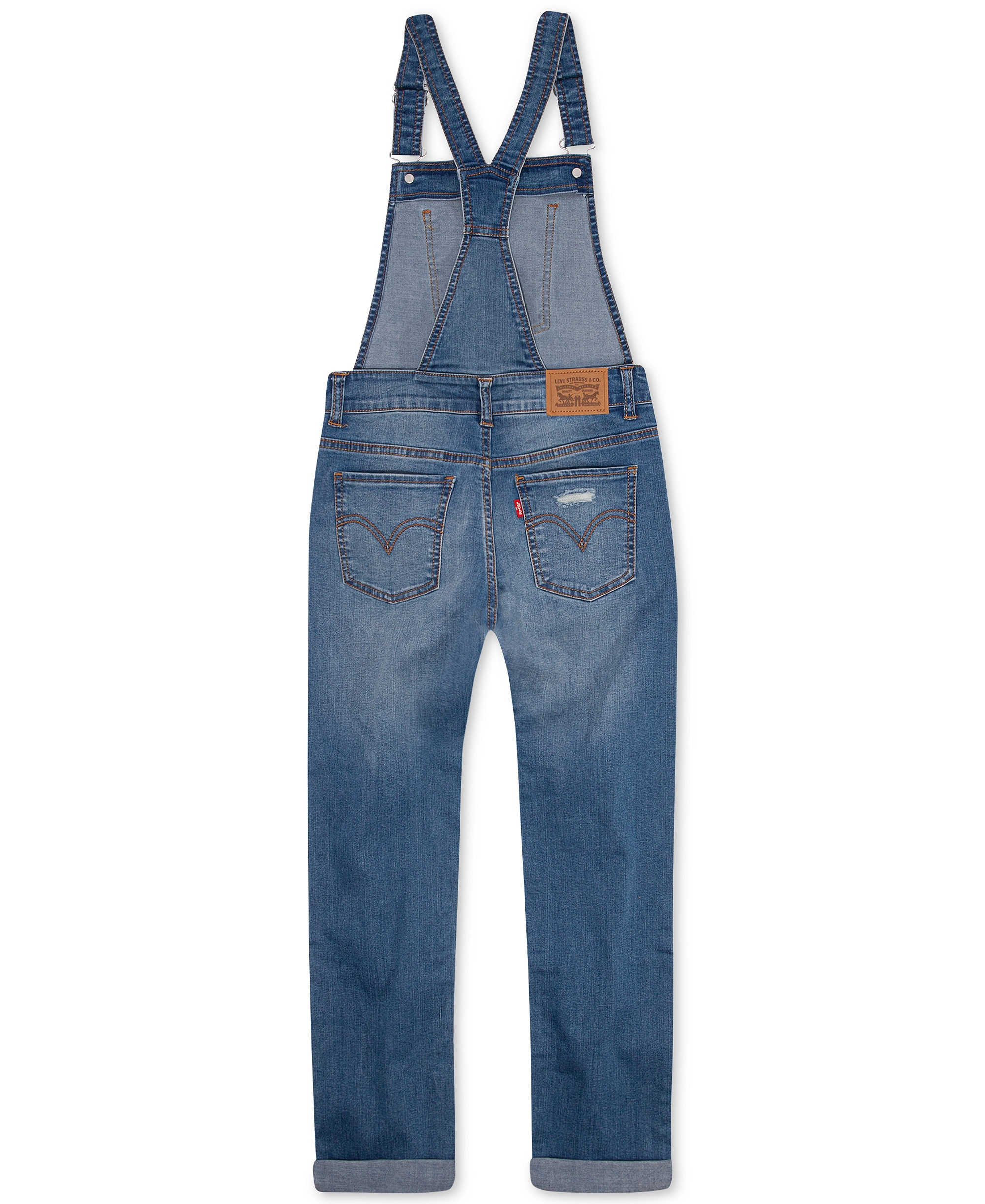 Levi's Big Girls Adjustable Waistband Girlfriend Denim Overalls - 452 C SKY
