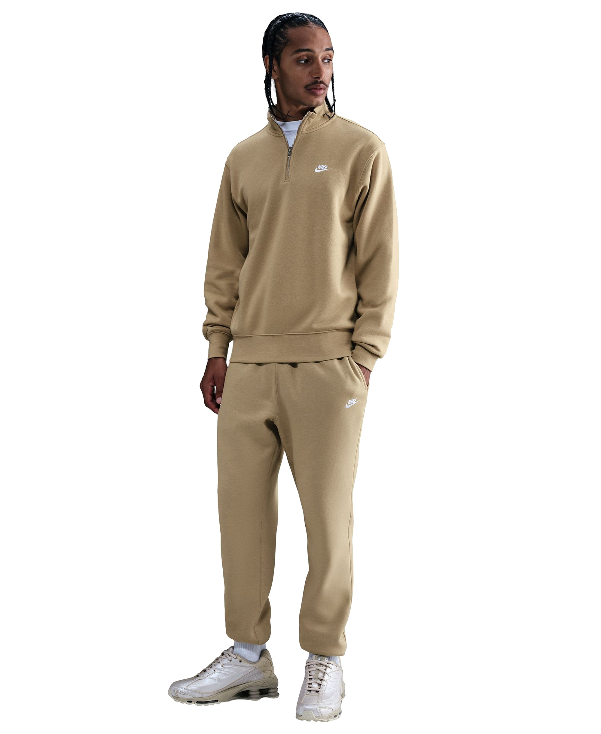 Nike Men's Sportswear Club Half-Zip Fleece Sweatshirt - Parachute Beige/White