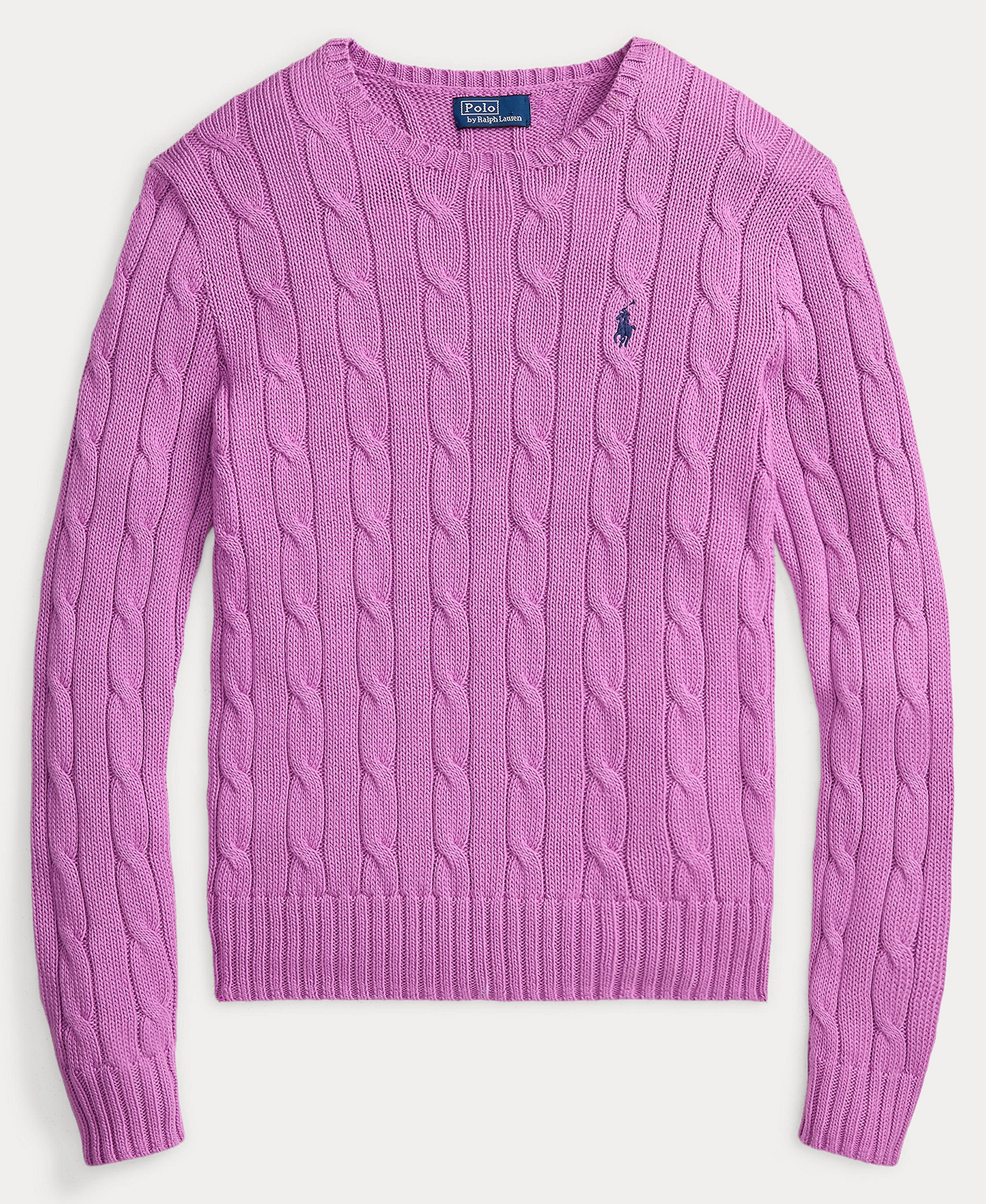 Polo Ralph Lauren Women's Cable-Knit Cotton Crewneck Sweater - Thistle Pink