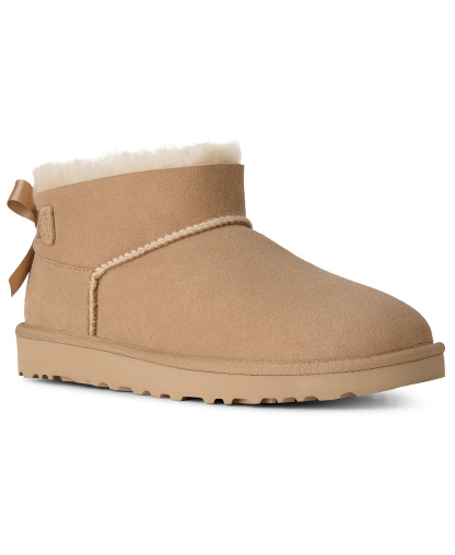 UGG® Women's Ultra Mini Bailey Bow Round Toe Booties - Sand
