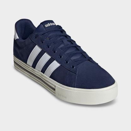 Men's adidas Daily 4.0 Casual Shoes (Big Kids' Sizes Available) - Part 1 - Dark Blue/Cloud White/Off White - Both shoes facing left