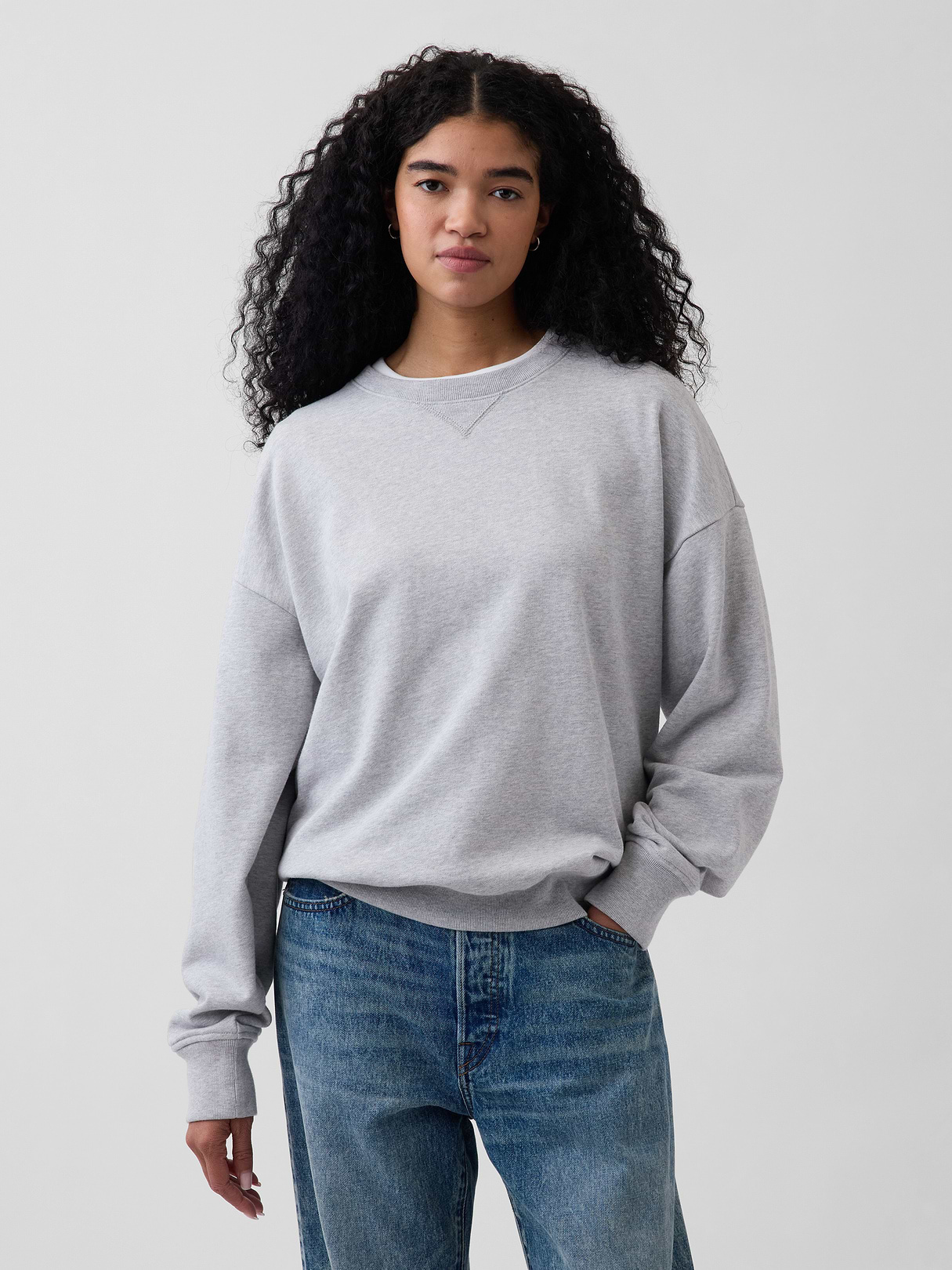 Adult Heavyweight French Terry Oversized Sweatshirt - Light heather grey