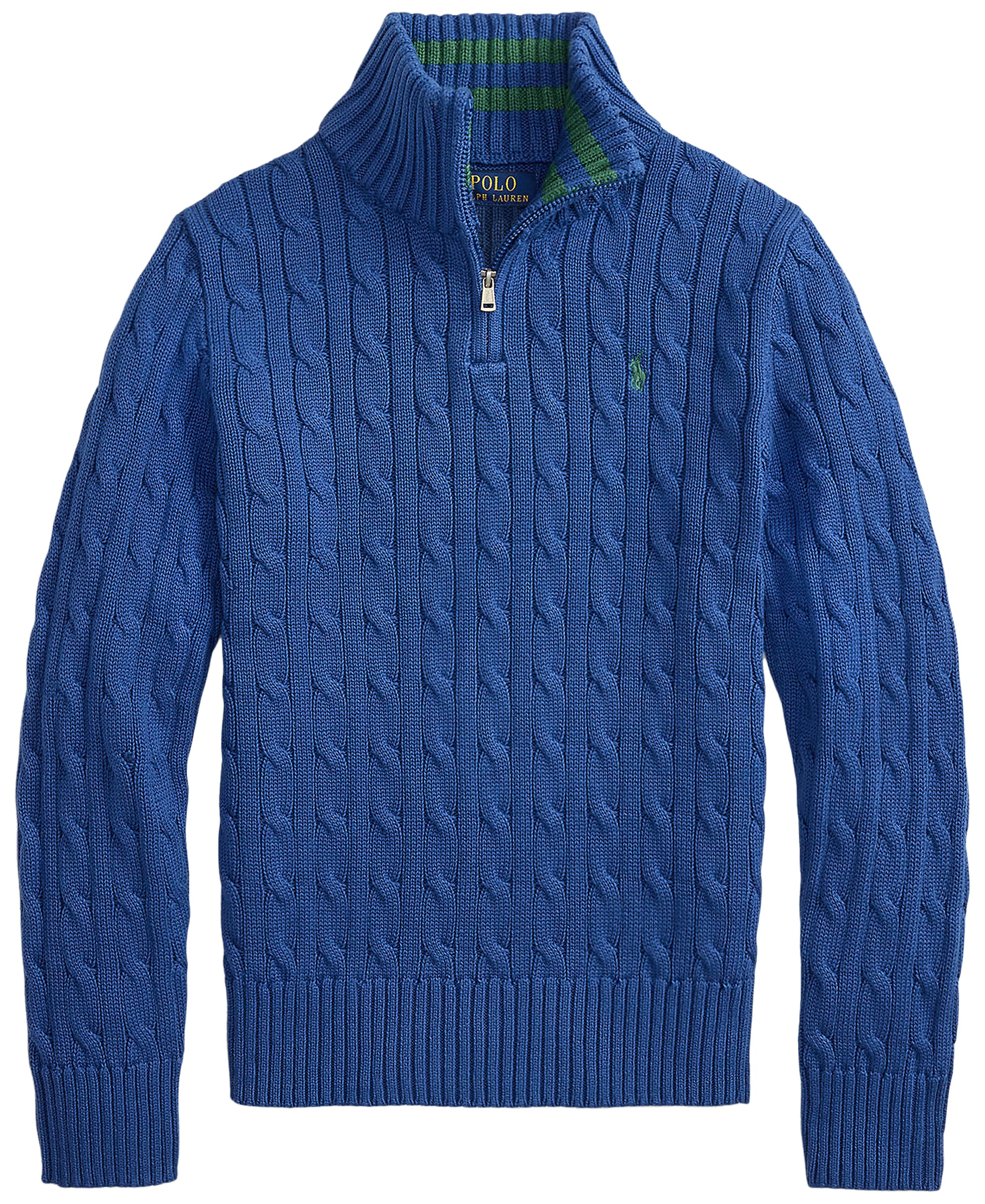 Polo Ralph Lauren Big Boys Cable-Knit Cotton Quarter-Zip Sweater - Dusty Azure