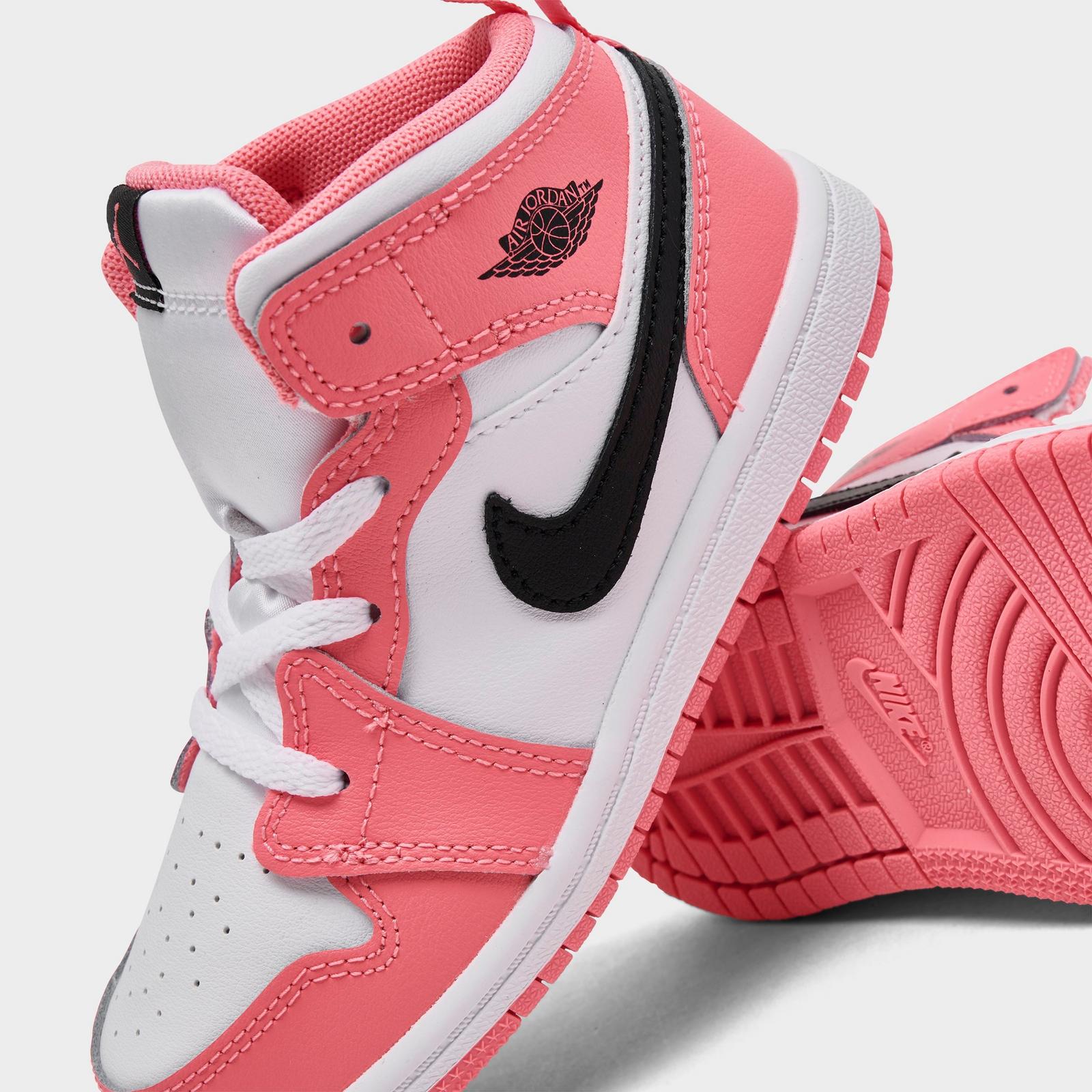 Kids' Toddler Air Jordan Retro 1 Mid Casual Shoes - Pink Gaze/White/Black - view 3