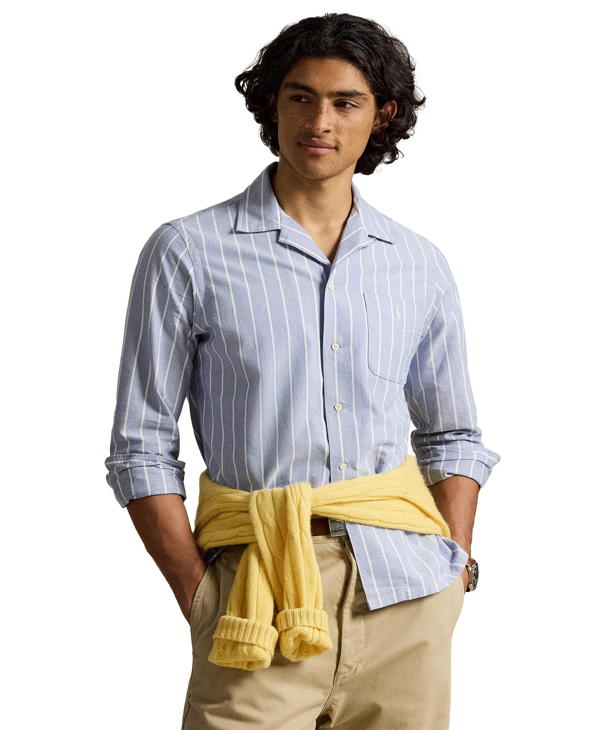 Polo Ralph Lauren Men's Classic-Fit Plaid Brushed Oxford Shirt - 7278 Royal White