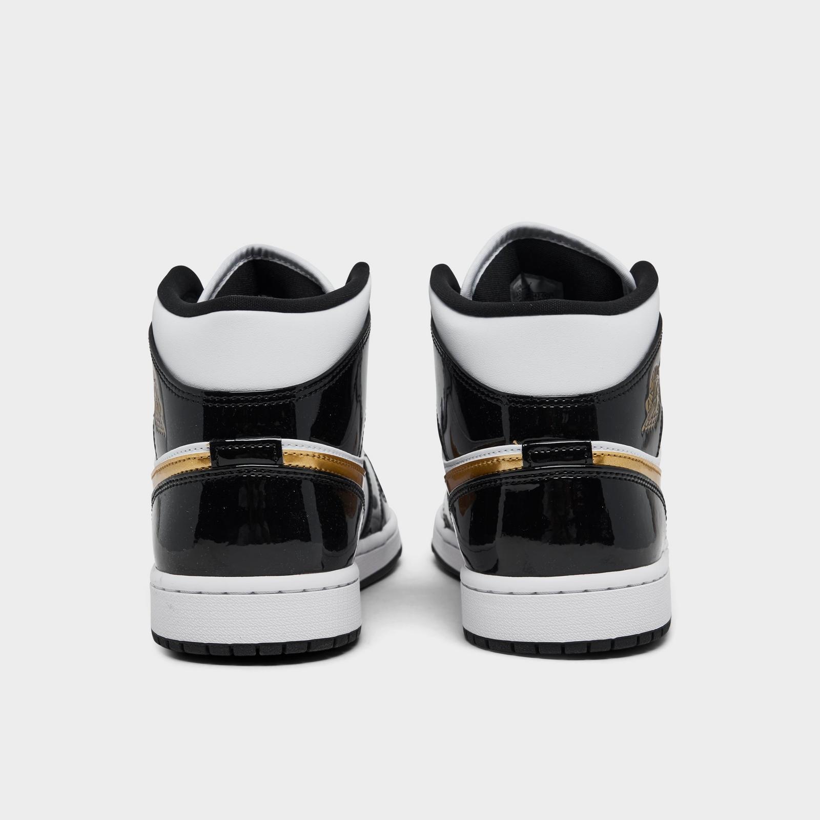 Men's Air Jordan Retro 1 Mid SE Casual Shoes - Black/Metallic Gold/White - view 4